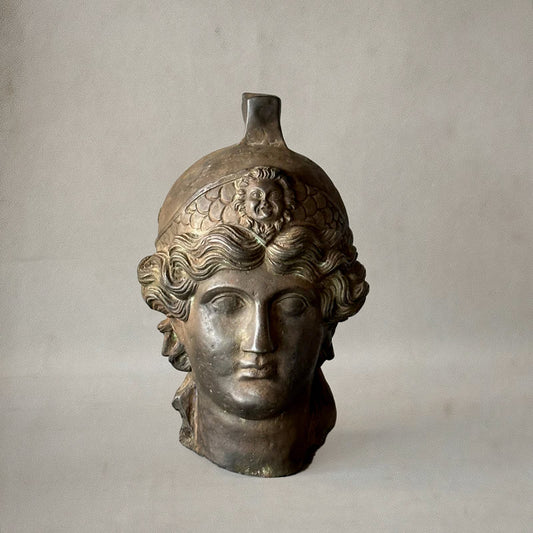Bronze bust of Minerva wearing crested helmet with lion motif, Italian neoclassical sculpture, circa 1820