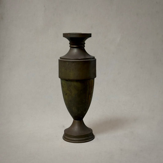 French brass urn with dark bronze patina and elegant silhouette, circa 1930