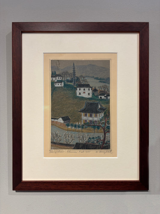 “Hangchow, China” Drawing by Winona Wenzlick Sands – Signed 1935