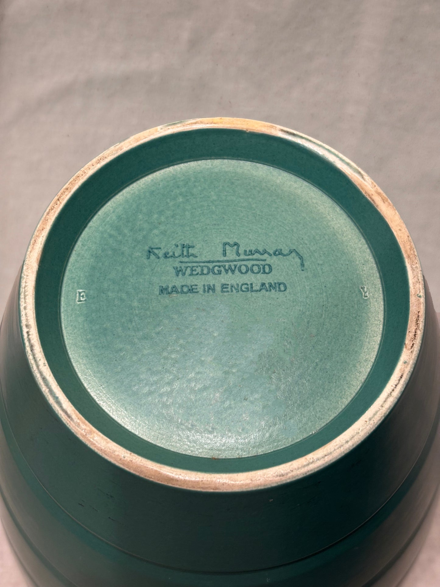 Green ceramic vase designed by Keith Murray for Wedgwood, England, 1930, bottom