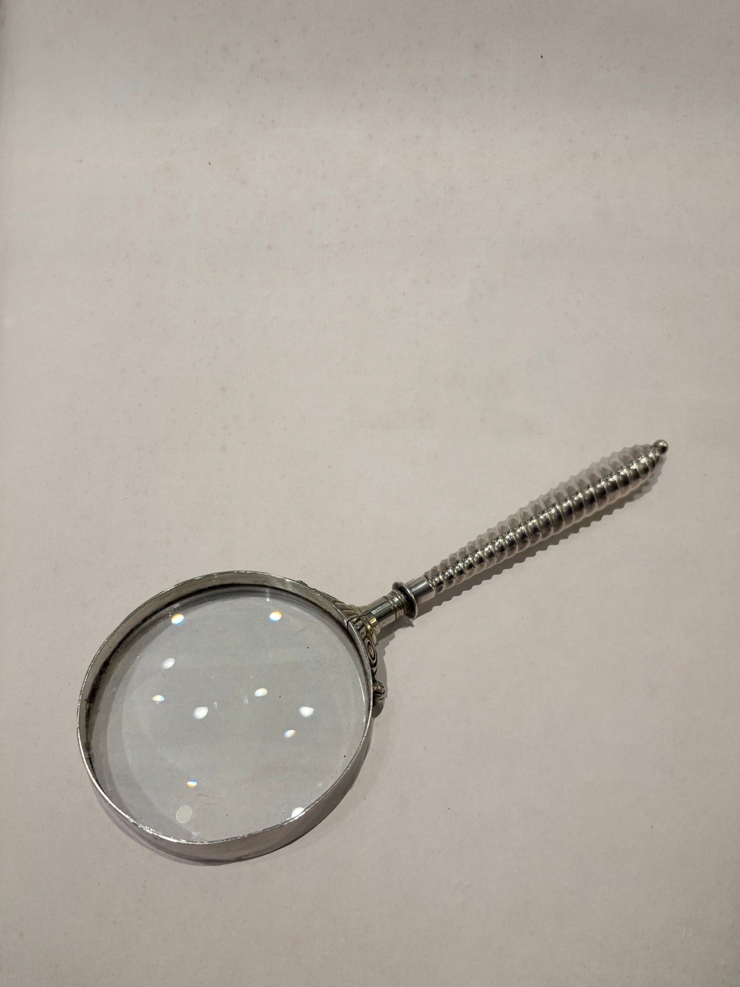 Vintage sterling silver magnifying glass with spiral handle