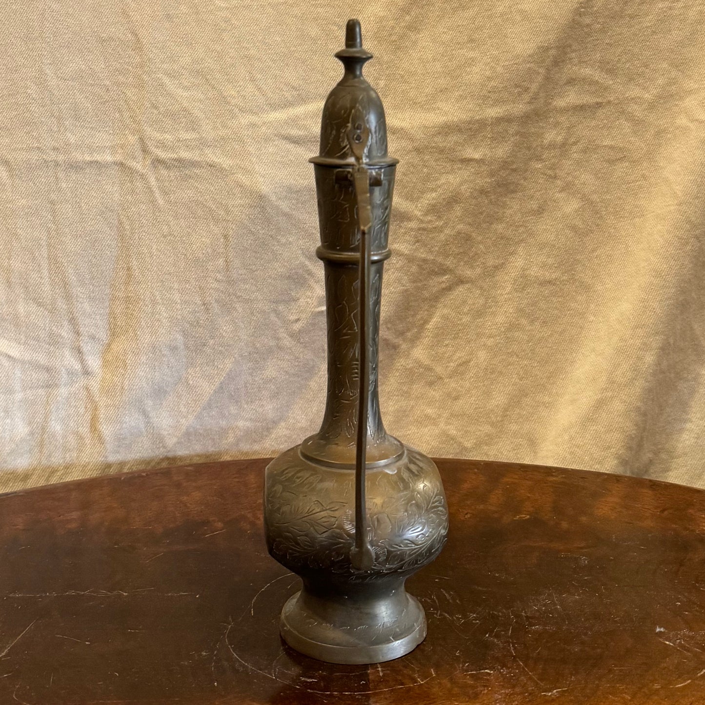 Vintage Bronze Ewer with Floral Engravings