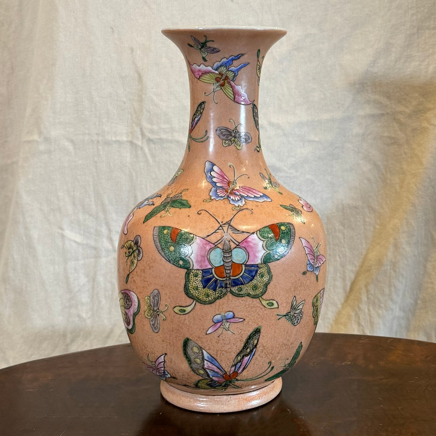 Qianlong Period Famille Rose Porcelain Vase with Butterfly Motifs