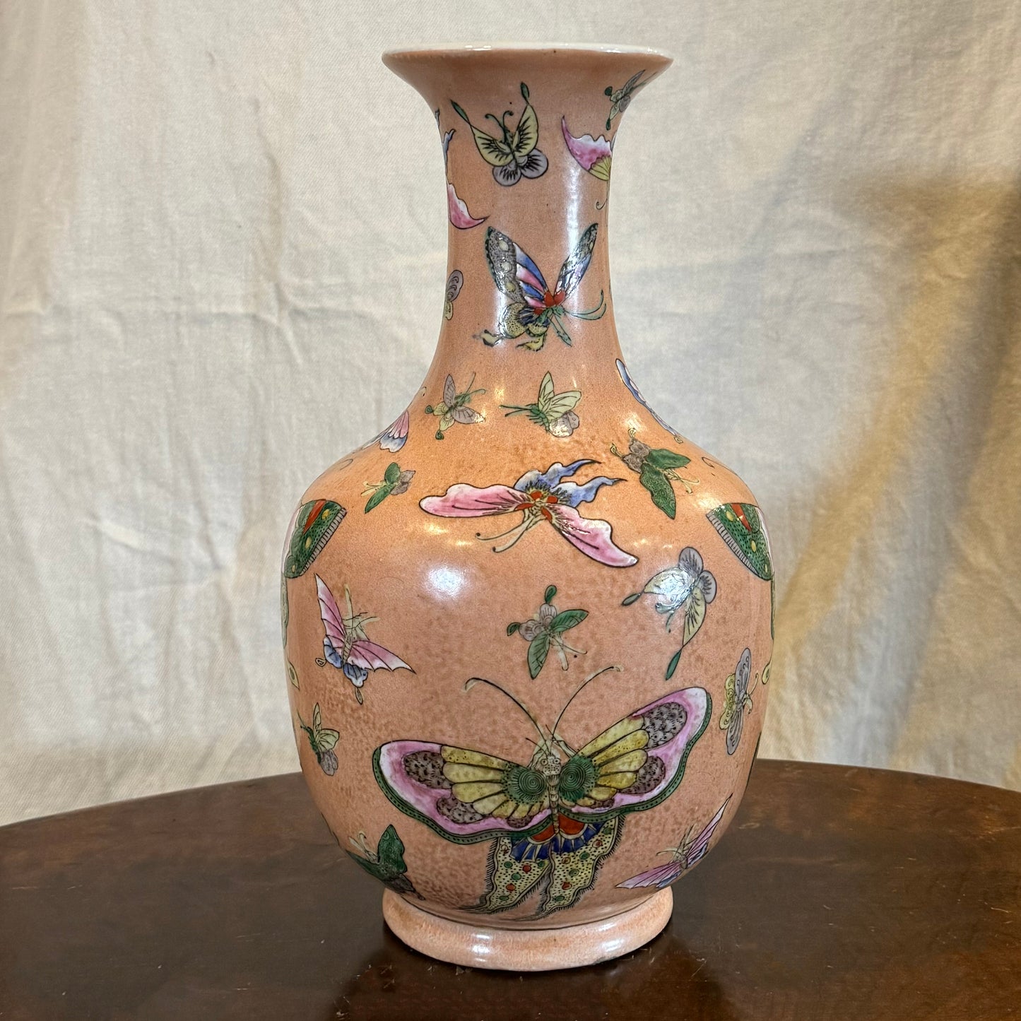 Qianlong Period Famille Rose Porcelain Vase with Butterfly Motifs