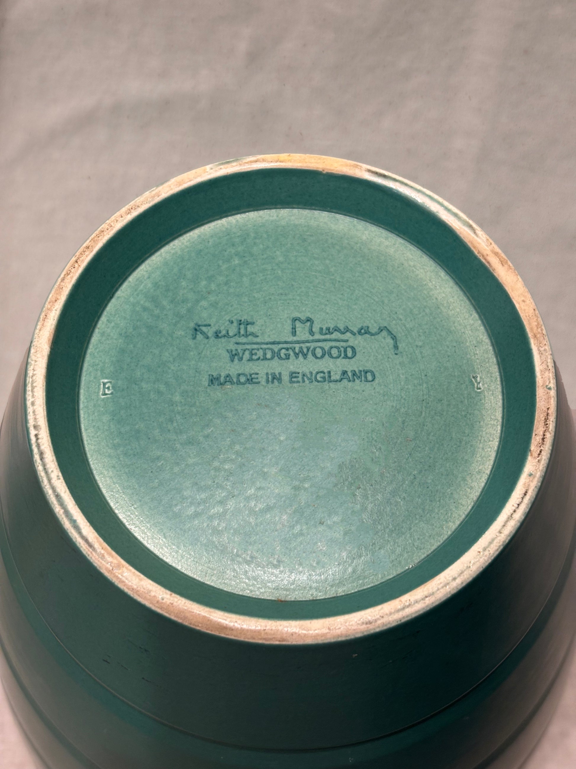 Green ceramic vase designed by Keith Murray for Wedgwood, England, 1930, bottom